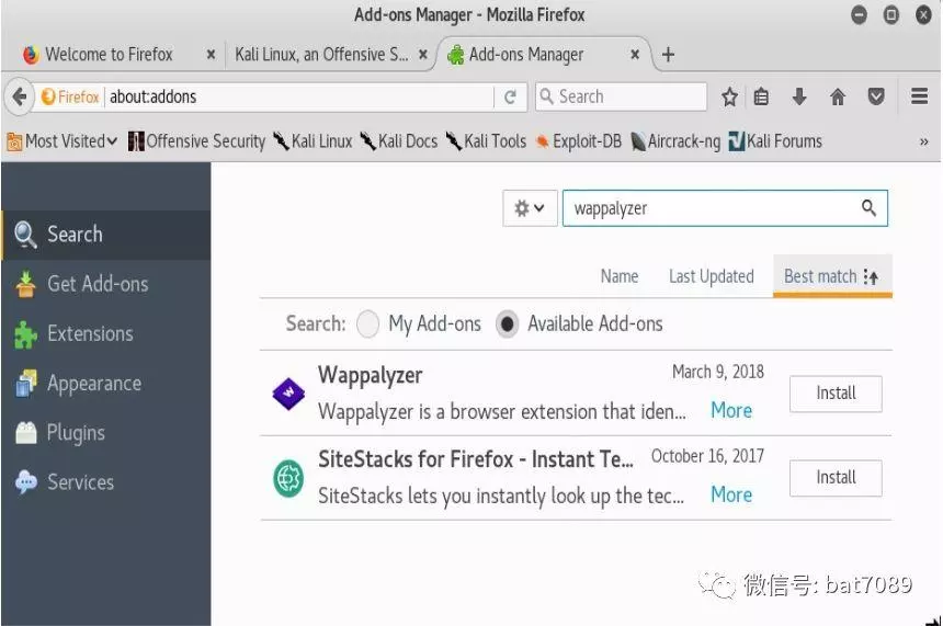 Kali Linux Web滲透測試手冊(第二版) - 1.2 - Firefox瀏覽器下安裝一些常用的外掛