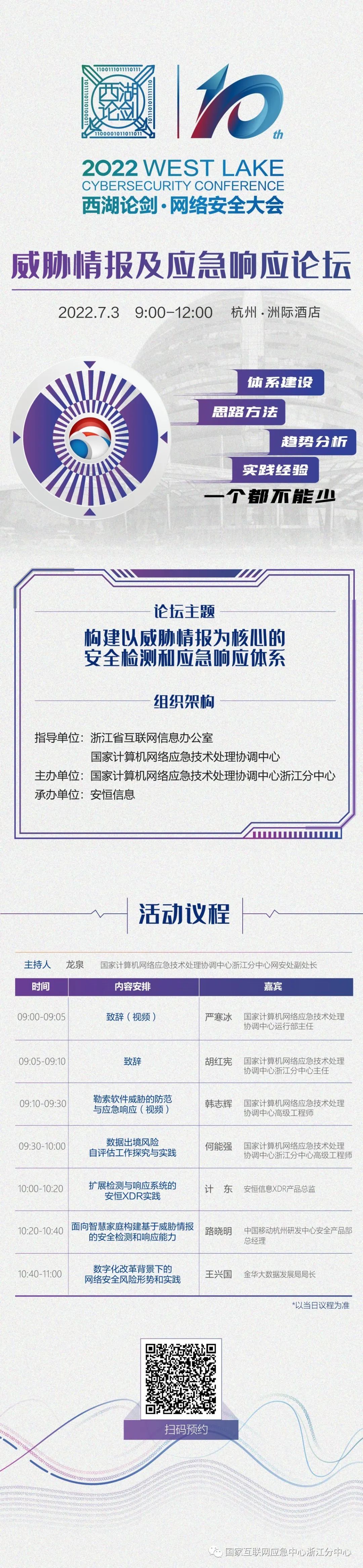 2022西湖論劍•網路安全大會威脅情報及應急響應論壇將於7月3日在杭州舉辦