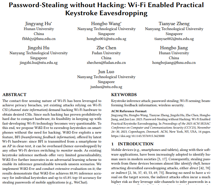 無需hacking，新的WiKI-Eve攻擊能夠透過WiFi竊取數字密碼