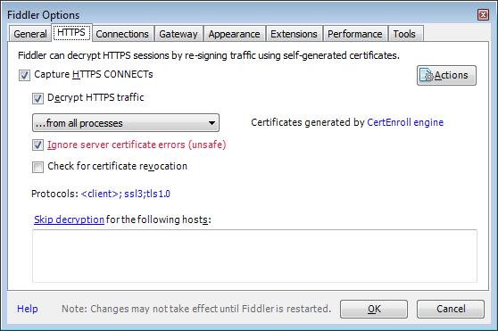 Fiddler HTTPS選項